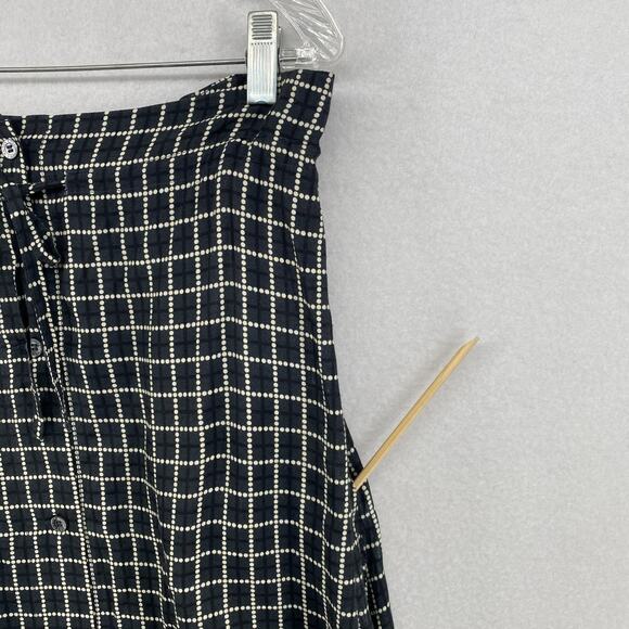 MAISON KITSUNE Skirt 36 A-Line Check Midi Button Front Viscose Black - Picture 7 of 12